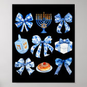 Coquette Hanukkah Bow Jewish Bow Menorah Bow Women ポスター (正面)
