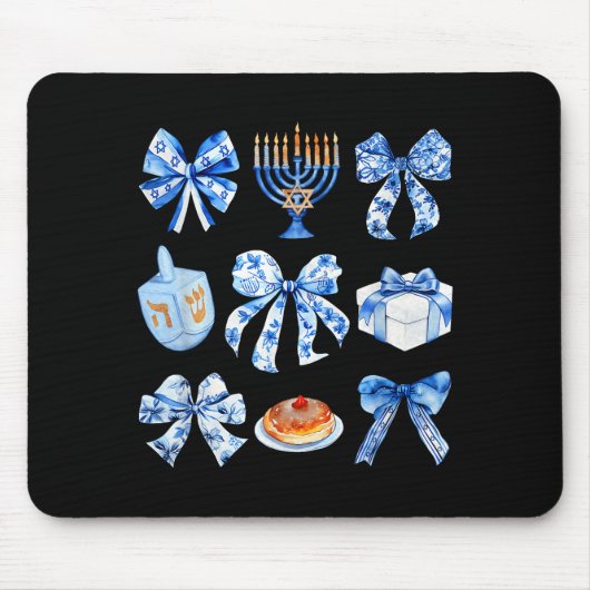 Coquette Hanukkah Bow Jewish Bow Menorah Bow Women マウスパッド (正面)