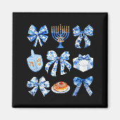 Coquette Hanukkah Bow Jewish Bow Menorah Bow Women マグネット (正面)