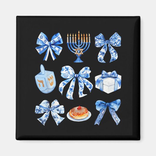 Coquette Hanukkah Bow Jewish Bow Menorah Bow Women マグネット (正面)