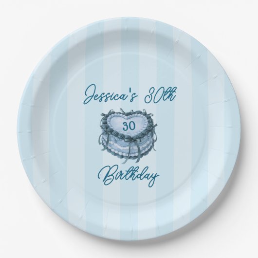 Coquette Heart Birthday Cake Paper Plate ペーパープレート (正面)
