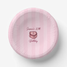 Coquette Heart Birthday Cake Paper Plate ペーパーボウル