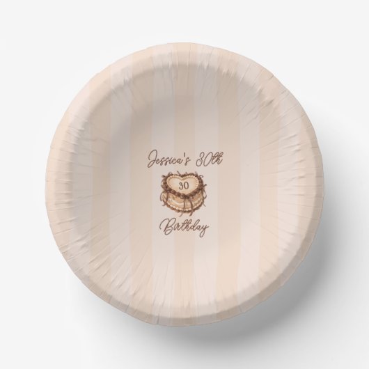 Coquette Heart Birthday Cake Paper Plate ペーパーボウル (正面)