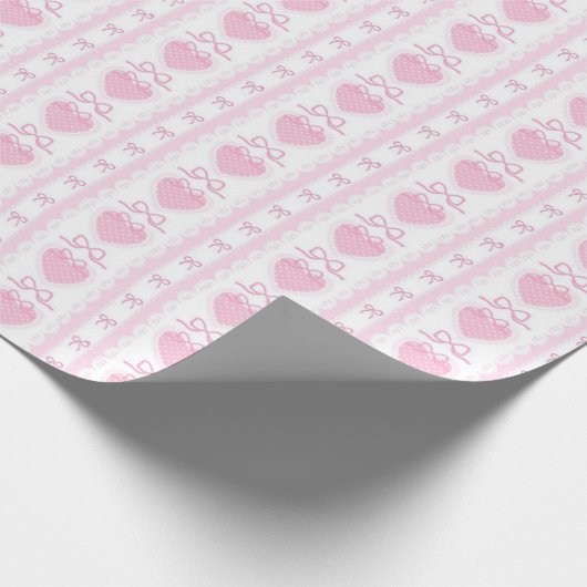 “Coquette Heart & Bow Wrapping Paper – Pink Romant ラッピングペーパー (角)