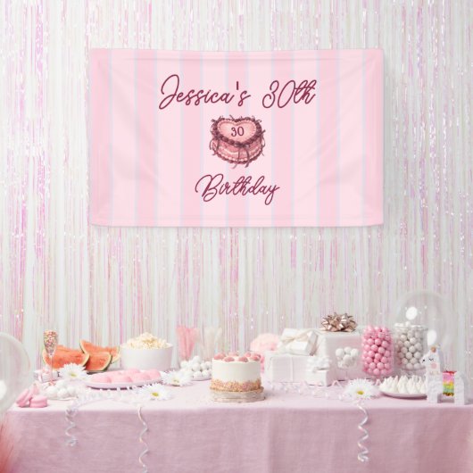 Coquette Heart Cake Banner 横断幕 (パーティー)
