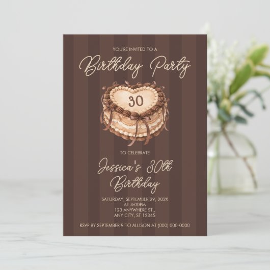 Coquette Heart Cake Birthday 招待状 (スタンド正面)