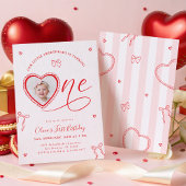 Coquette Heart First Birthday Invitation 招待状