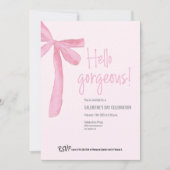 Coquette Hello Gorgeous Pink Bow Galentine’s Day  招待状 (正面)