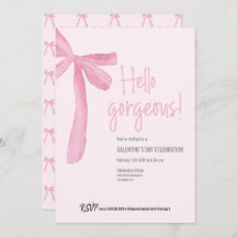 Coquette Hello Gorgeous Pink Bow Galentine’s Day 