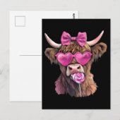 Coquette Highland Cow Bubblegum 2025 ポストカード (正面/裏面)
