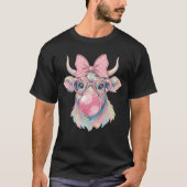 Coquette Highland Cow Bubblegum Tシャツ (正面)