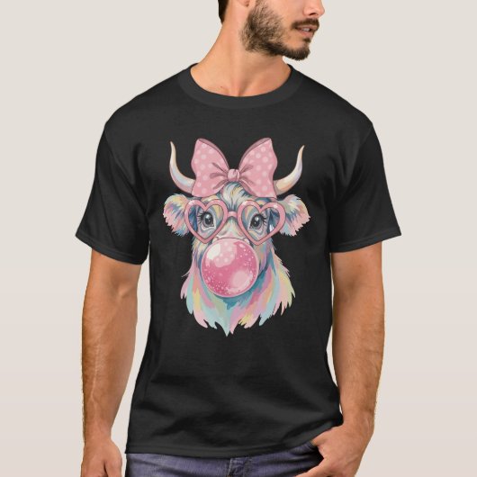 Coquette Highland Cow Bubblegum Tシャツ (正面)