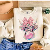 Coquette Highland Cow Bubblegum Tshirt Design,  Tシャツ