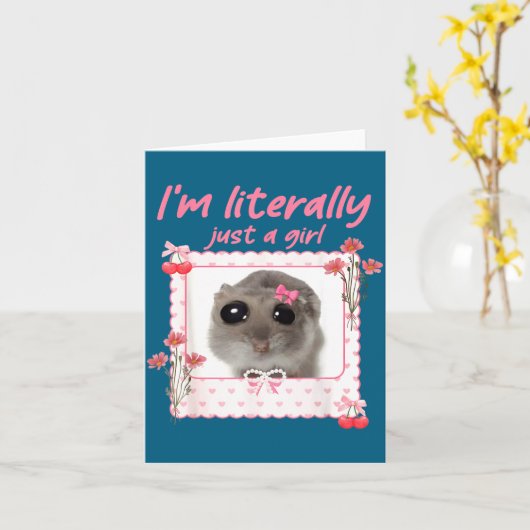 Coquette I'm Literally Just A Girl Funny Sad Hamst カード (黄色い花)