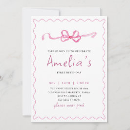 Coquette Invitation for Birthday Girl Bow Party  招待状