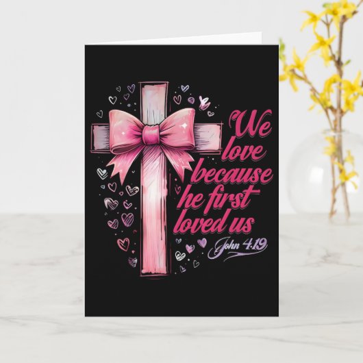 Coquette Jesus Valentine Cross Bow Christian Love  カード (黄色い花)