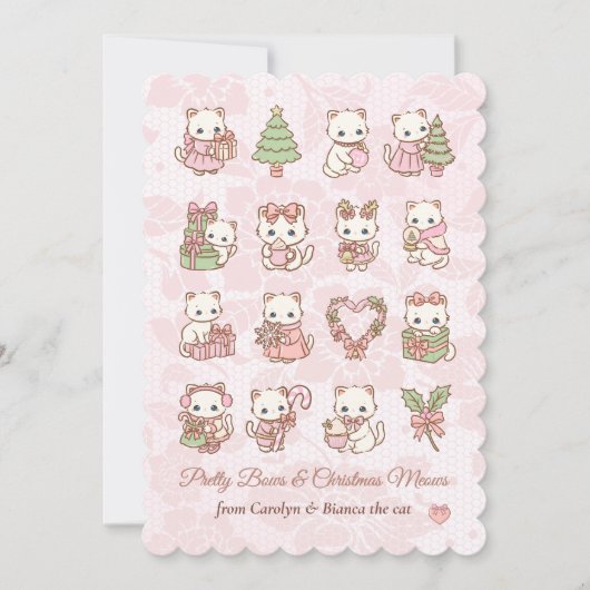 Coquette Kawaii Cat Christmas カード (正面)
