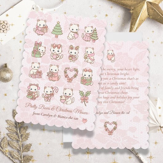 Coquette Kawaii Cat Christmas カード