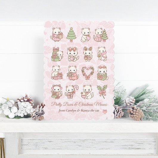 Coquette Kawaii Cat Christmas カード