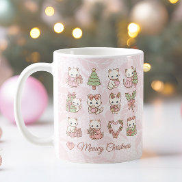 Coquette Kawaii Cat Christmas コーヒーマグカップ