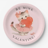 Coquette Kitty Vintage Be Mine Valentine ペーパープレート (正面)