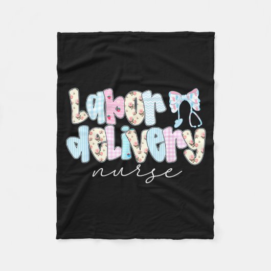 Coquette Labor And Delivery Nurse Crewneck, Bow St フリースブランケット (正面)