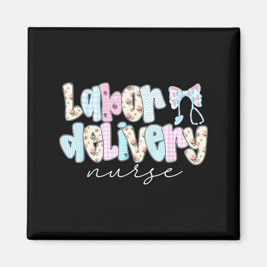 Coquette Labor And Delivery Nurse Crewneck, Bow St マグネット (正面)