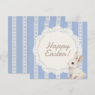 Coquette Lace Doily Bunny Blue Flat Holiday Card シーズンカード