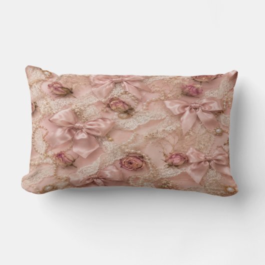Coquette Lace & Pearls Pillow ランバークッション (正面)