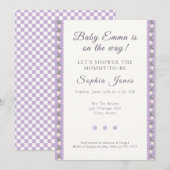 Coquette Lavender Scallop Floral 招待状 (正面/裏面)