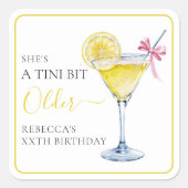 Coquette Lemon Cocktail A Tini Bit Older Birthday スクエアシール (正面)