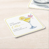 Coquette Lemon Cocktail A Tini Bit Older Birthday スクエアペーパーコースター (アングル)