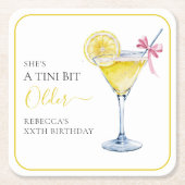 Coquette Lemon Cocktail A Tini Bit Older Birthday スクエアペーパーコースター (正面)