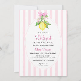 Coquette Lemon Pink Baby Shower 招待状