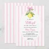 Coquette Lemon Pink Baby Shower 招待状 (正面/裏面)