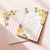 Coquette Lemon Pink Baby Shower Invitation 招待状