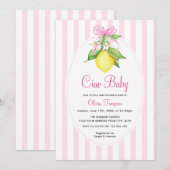 Coquette Lemon Pink Ciao Baby Shower 招待状 (正面/裏面)