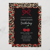 Coquette Leopard Cheetah Girl Birthday Invitation 招待状 (正面/裏面)