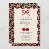 Coquette Leopard Cheetah Girl Birthday Invitation 招待状 (正面/裏面)