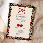 Coquette Leopard Cheetah Girl Birthday Invitation 招待状