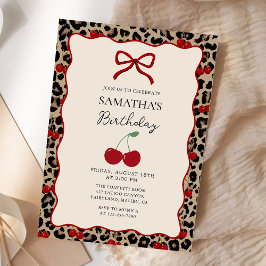 Coquette Leopard Cheetah Girl Birthday Invitation 招待状
