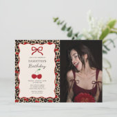 Coquette Leopard Cheetah Girl Birthday Photo 招待状 (スタンド正面)