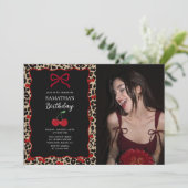 Coquette Leopard Cheetah Girl Birthday Photo 招待状 (スタンド正面)