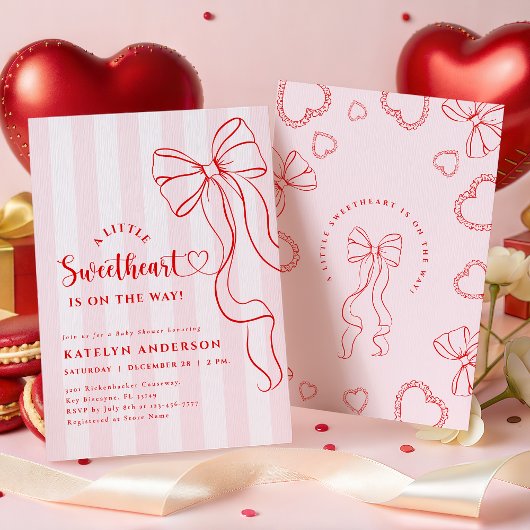 Coquette Little Sweetheart Baby Shower Invitation 招待状