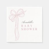 Coquette Long Pink Bow Ribbon Girl Baby Shower スタンダードカクテルナプキン (正面)