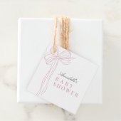 Coquette Long Pink Bow Ribbon Girl Baby Shower フェイバータグ (インサイチュ)
