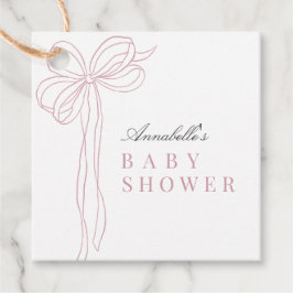 Coquette Long Pink Bow Ribbon Girl Baby Shower フェイバータグ