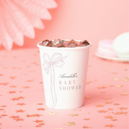 Coquette Long Pink Bow Ribbon Girl Baby Shower 紙コップ