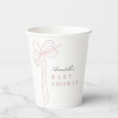 Coquette Long Pink Bow Ribbon Girl Baby Shower 紙コップ (正面)