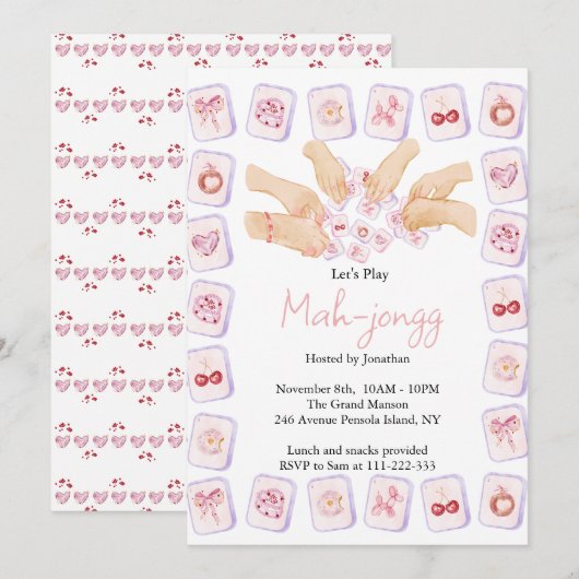 Coquette Mahjong Party 招待状 (正面/裏面)
